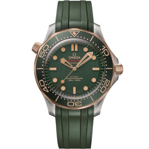Omega Seamaster Diver 300M Master Co-Axial 42 Titanium - Bronze Gold / Green / Rubber